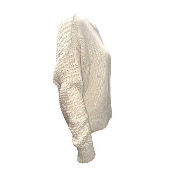 Abercrombie Fitch Small Cream Textured Pullover Sweater Winter Cozy Core - Picture 6 of 9